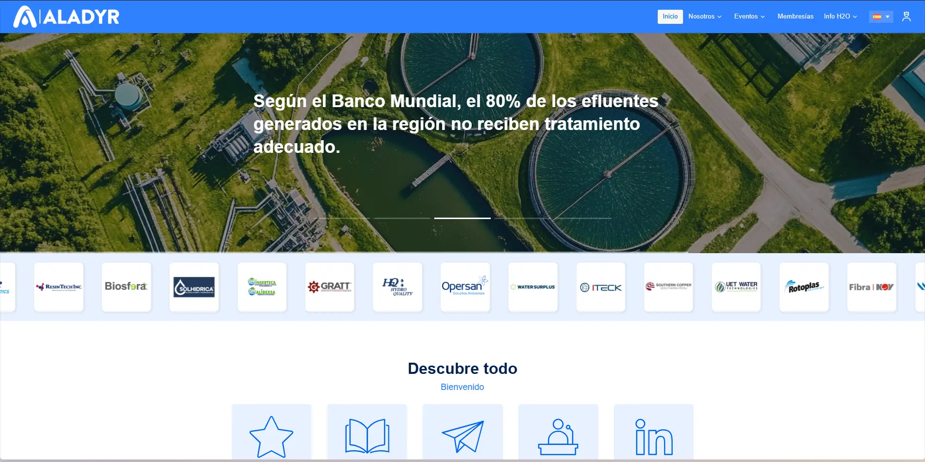 ALADYR’s public website displayed on desktop