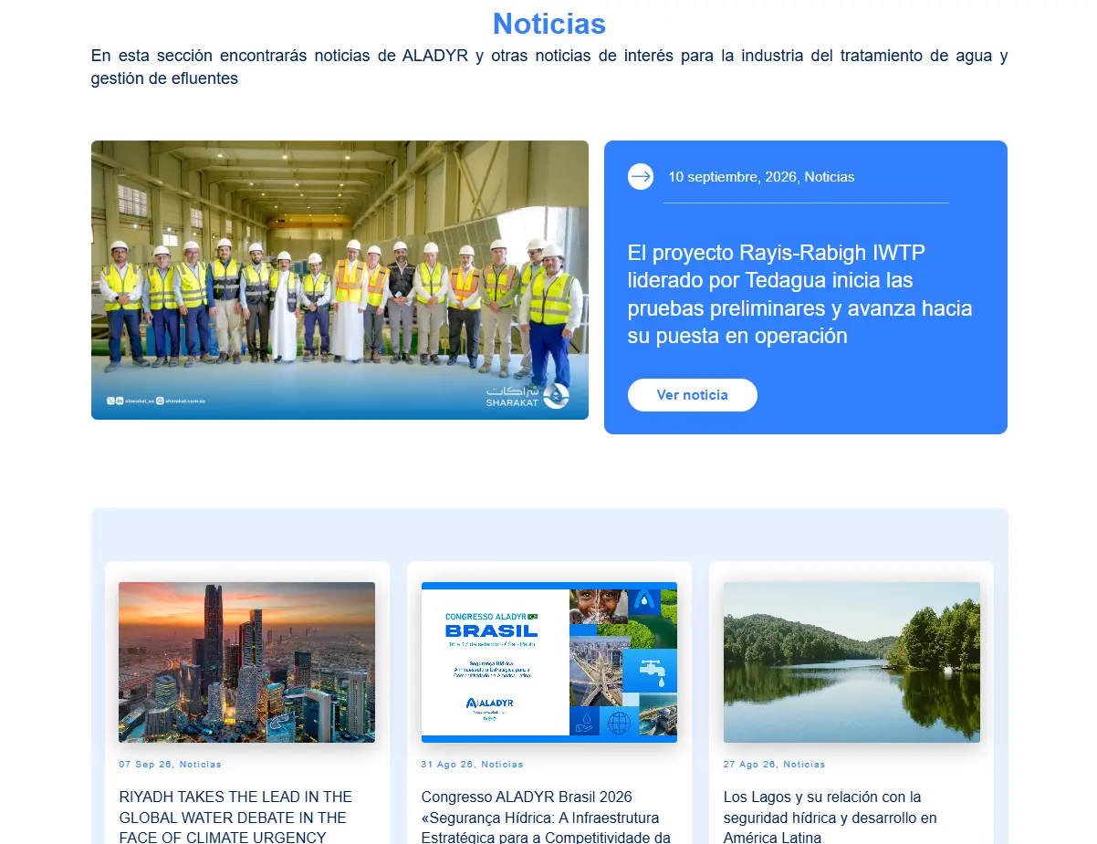 News section of the ALADYR website
